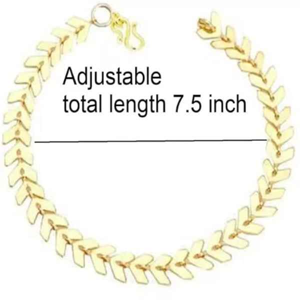 Exquisite Gold Leaf Herringbone Bracelet | Chic Chevron Link Jewelry