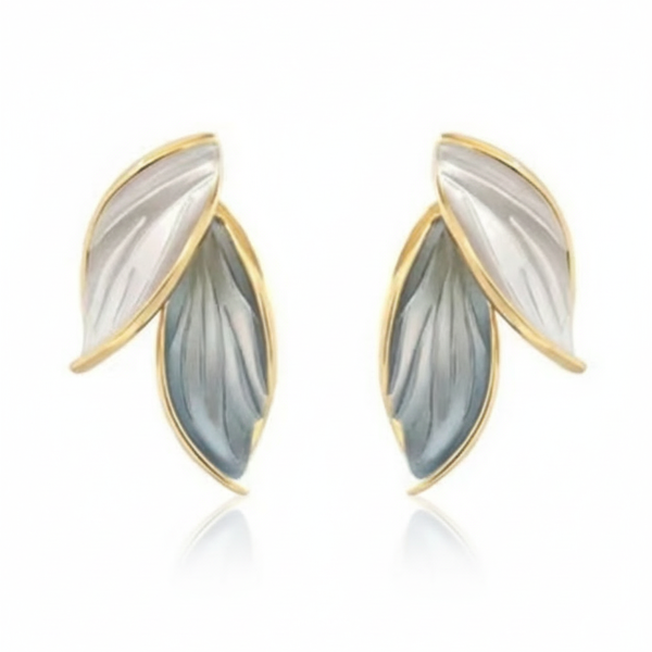 Elegant Gold Leaf Earrings – Enamel Statement Dangle Design