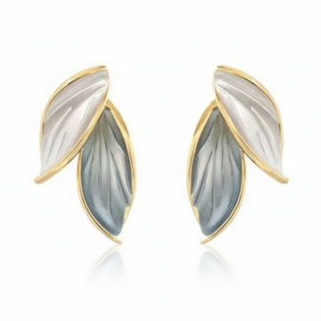 Elegant Gold Leaf Earrings – Enamel Statement Dangle Design