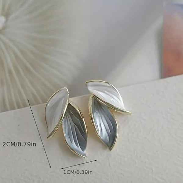 Elegant Gold Leaf Earrings – Enamel Statement Dangle Design