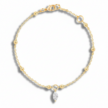 Gold Marquise Crystal anklet– Dainty Minimalist Beaded Chain Gift