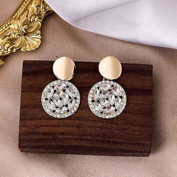 Stunning Gold Dangle Earrings with Marquise Zirconia & Pave Halo