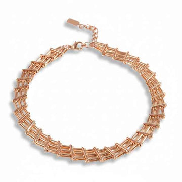 Gold Mesh Choker - Shimmering Woven Link Bold Statement Necklace