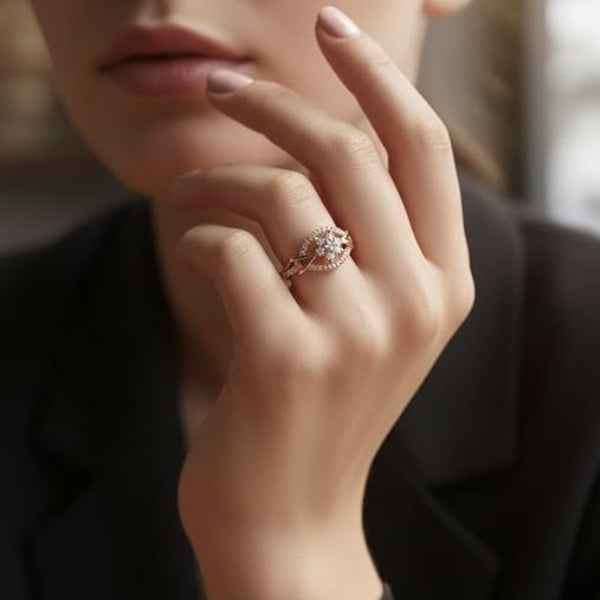 Gold Multi Layer Ring: Intertwined Wave Band Adjustable Statement Piece