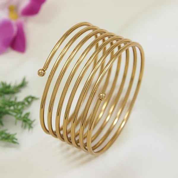 Gold Multi-Strand Bangle: Dainty Layered Stackable Bracelet for Women
