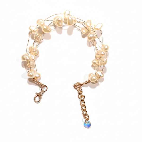 Stunning Gold Multi-Strand Floating Pearl Bracelet | Chic Jewelry