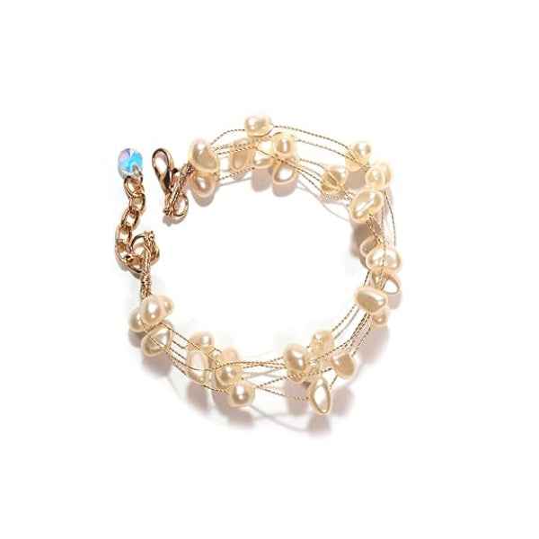 Stunning Gold Multi-Strand Floating Pearl Bracelet | Chic Jewelry