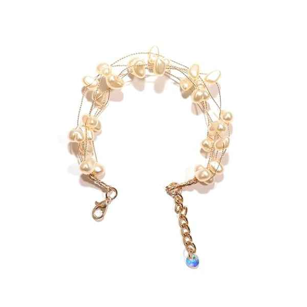 Stunning Gold Multi-Strand Floating Pearl Bracelet | Chic Jewelry