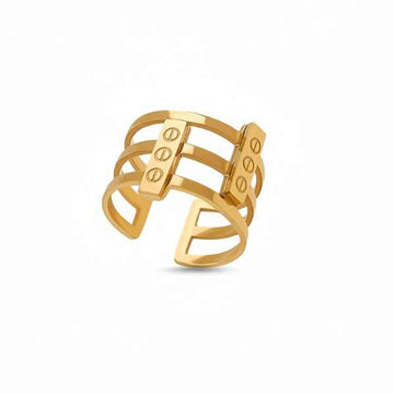 Gold Multi-Strand Ring - Shimmering Open Band Stylish Statement Ring