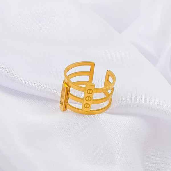 Gold Multi-Strand Ring - Shimmering Open Band Stylish Statement Ring