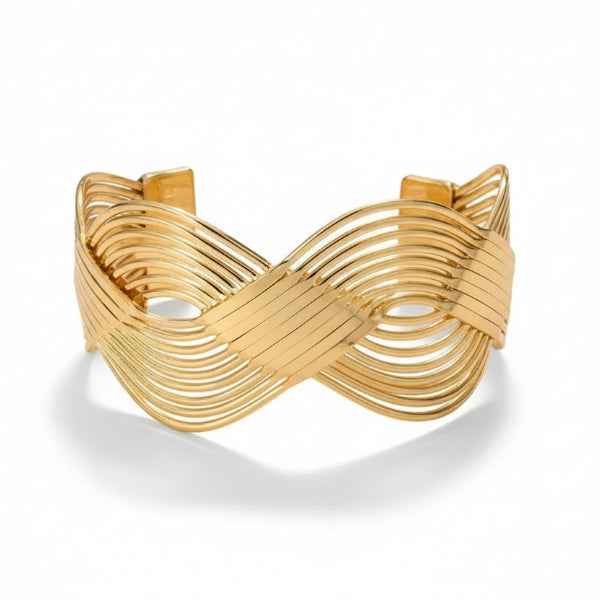 Gold Multi-Wire Cuff: Wide Layered Statement Bangle for Women