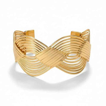 Gold Multi-Wire Cuff: Wide Layered Statement Bangle for Women