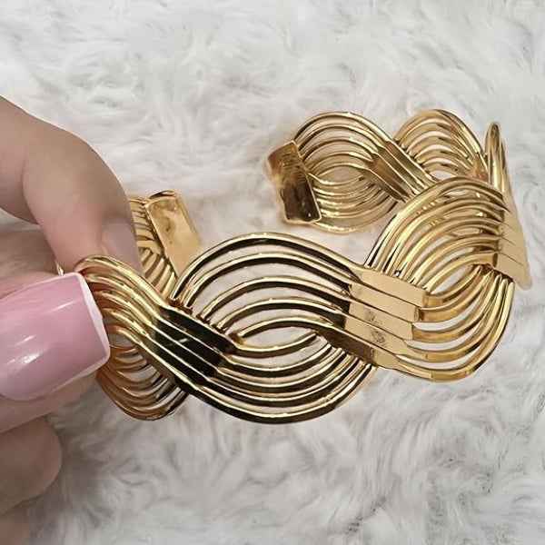 Gold Multi-Wire Cuff: Wide Layered Statement Bangle for Women