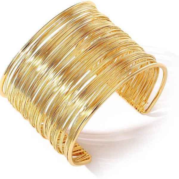 Bold Gold Multi-Wire Cuff Bracelet | Chic Stacked Statement Bangle