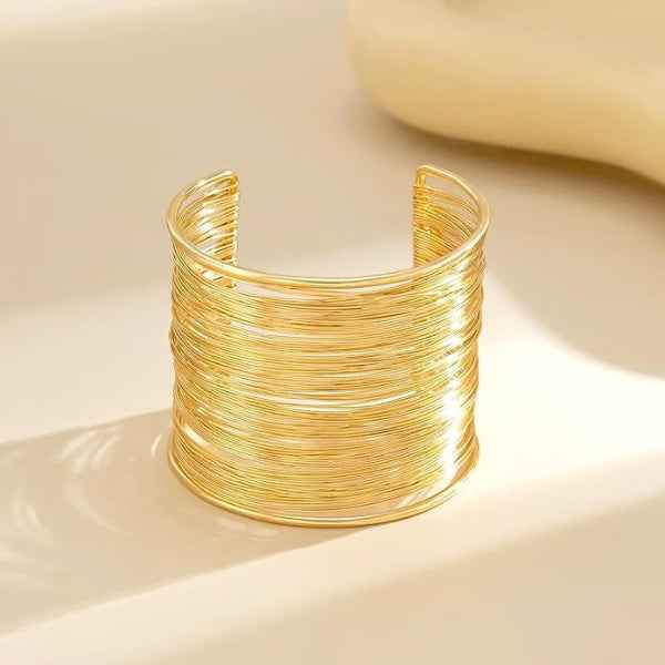 Bold Gold Multi-Wire Cuff Bracelet | Chic Stacked Statement Bangle