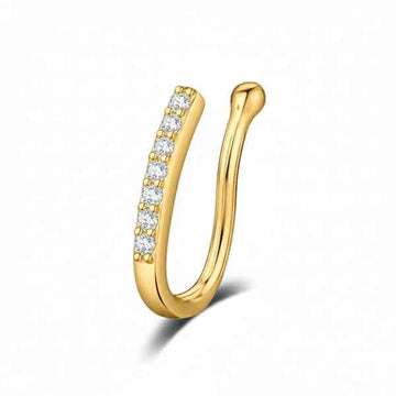 Gold Nose pin Hoop - Sparkling Faux Piercing Nose Pin Stud for Women