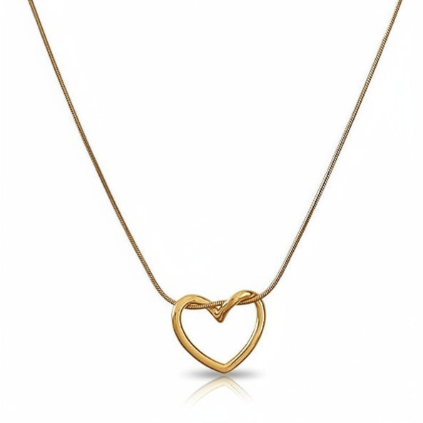 Modern Gold Open Heart Necklace | Sleek Snake Chain Design - LA Miraya