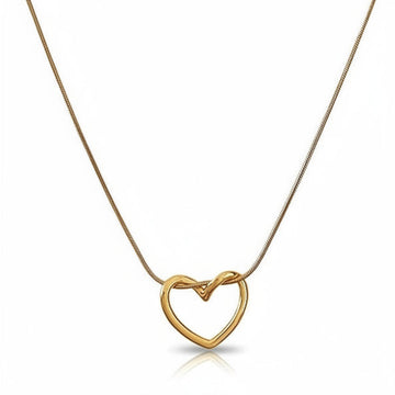 Modern Gold Open Heart Necklace | Sleek Snake Chain Design - LA Miraya
