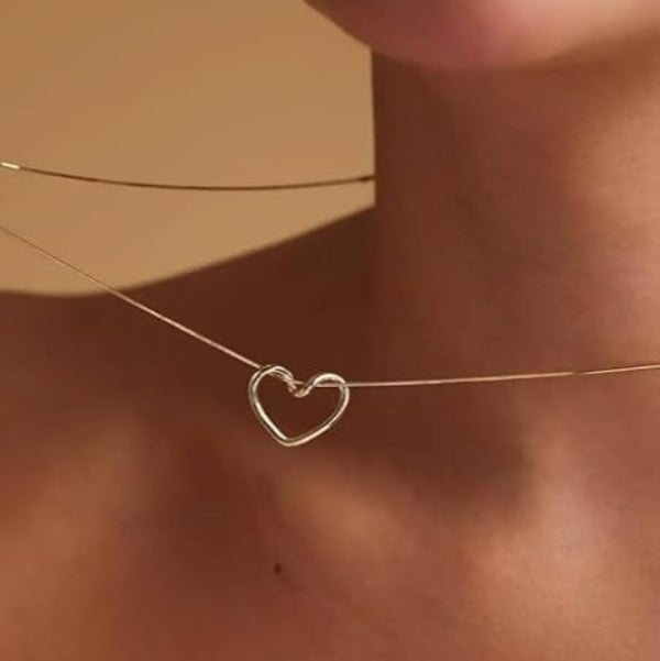 Modern Gold Open Heart Necklace | Sleek Snake Chain Design - LA Miraya