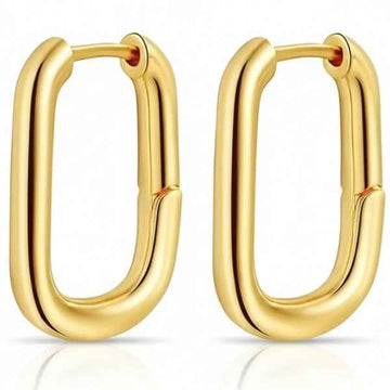 Chunky Gold Oval Hoop Earrings | Modern Huggie Clicker Style
