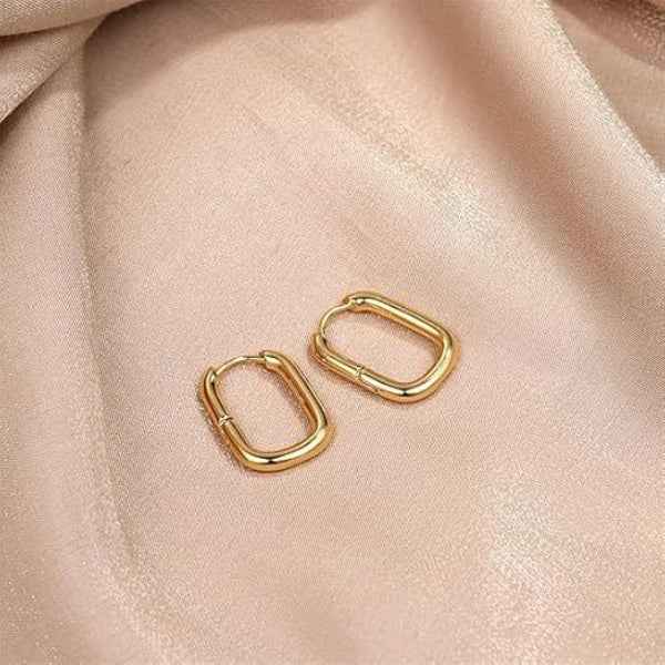 Chunky Gold Oval Hoop Earrings | Modern Huggie Clicker Style