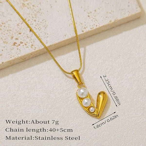Gold Plated Peapod Necklace | Sweet Three Pearl Pod Charm Jewelry for Her