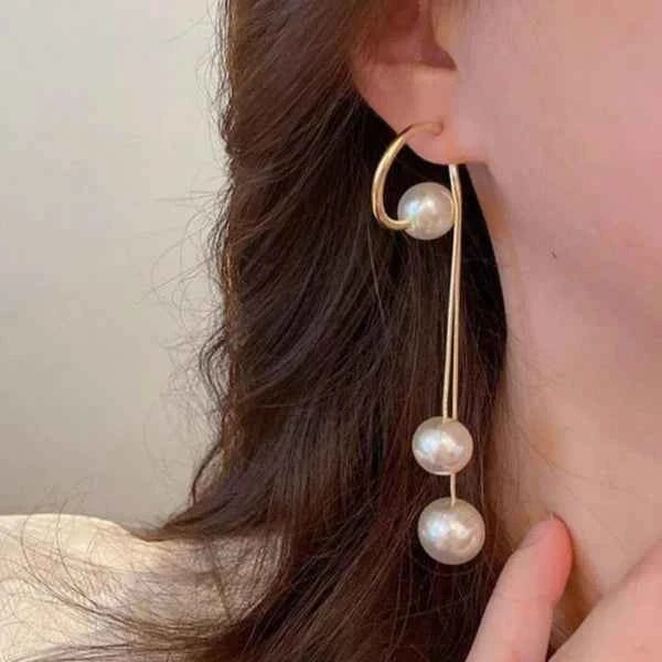 Gold Pearl Drop Earrings | 14k Gold Chain Dangles | Bridal Pearl Jewelry