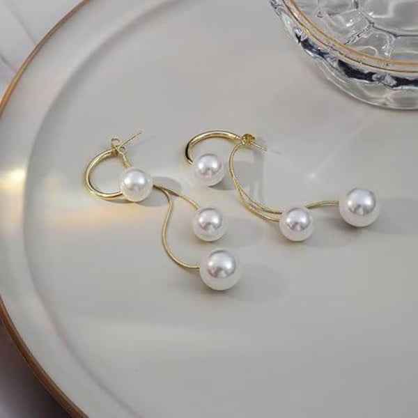 Gold Pearl Drop Earrings | 14k Gold Chain Dangles | Bridal Pearl Jewelry