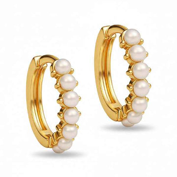 Gold Pearl Huggie Earrings - Shimmering Anti Tarnish Hoops for Women