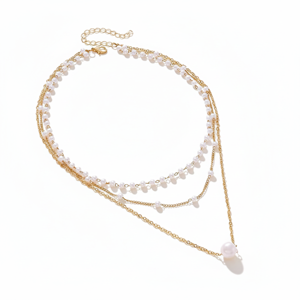 Chic Gold Plated Pearl Layered Choker | Sophisticated Multi-Strand Necklace