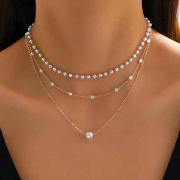 Chic Gold Pearl Layered Choker | Sophisticated Multi-Strand Necklace