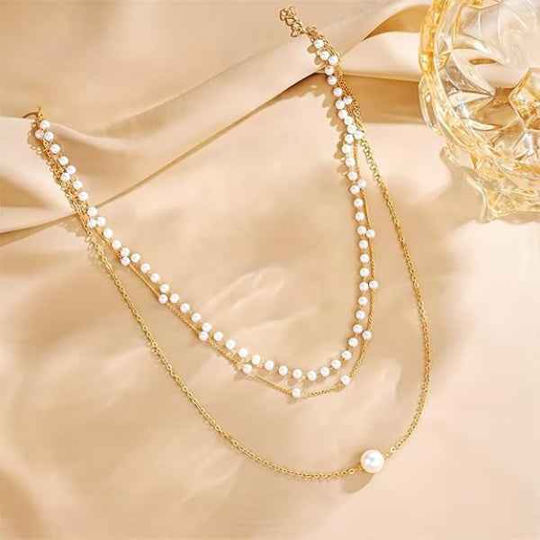 Chic Gold Pearl Layered Choker | Sophisticated Multi-Strand Necklace
