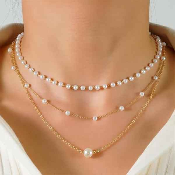 Chic Gold Pearl Layered Choker | Sophisticated Multi-Strand Necklace