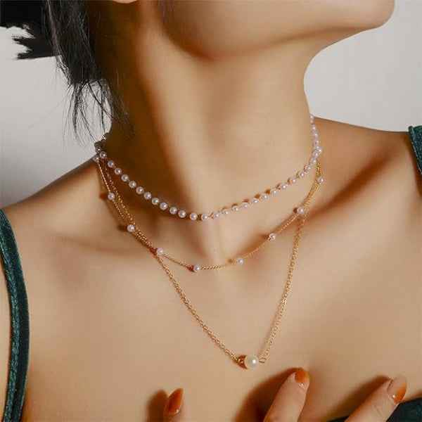 Chic Gold Pearl Layered Choker | Sophisticated Multi-Strand Necklace