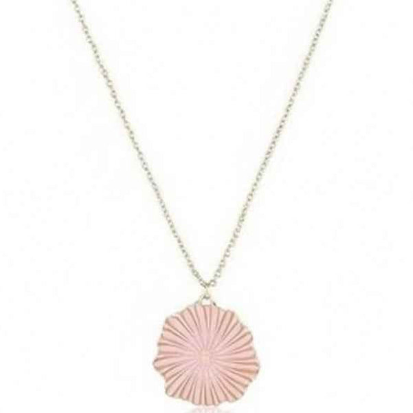 Dainty Gold Pink Flower Pendant Necklace - Chic Floral Jewelry