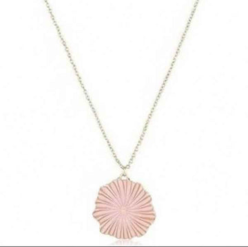 Dainty Gold Pink Flower Pendant Necklace - Chic Floral Jewelry