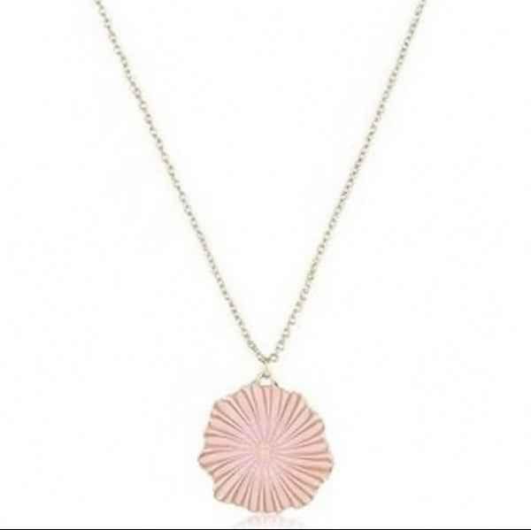 Dainty Gold Pink Flower Pendant Necklace - Chic Floral Jewelry