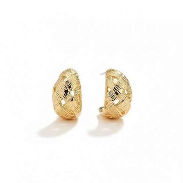 Stylish Gold Plated Chunky Hoop Earrings: Bold Textured Hoops