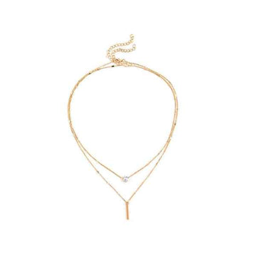 Gold Plated Layered Dainty Necklace | Elegant Zircon Charm