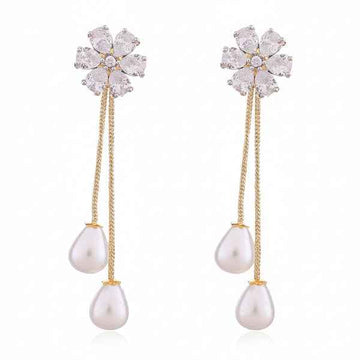 Gold Plated Pearl Earrings – Luxury Drop Dangle Statement Jewelry