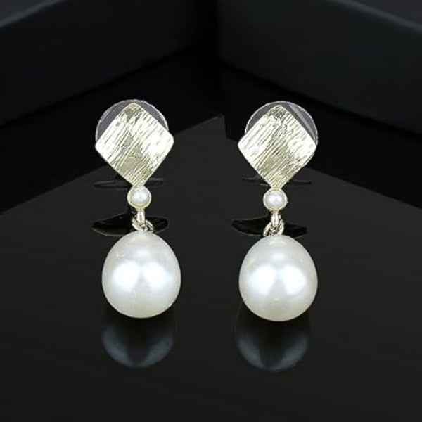 Luxury Gold Plated Pearl Drop Dangle Earrings | Modern Statement Jewelry