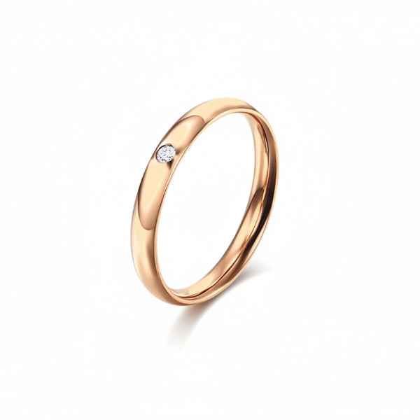 18K Gold Plated Cubic Zircon Ring | Crystal Studded Finger Ring