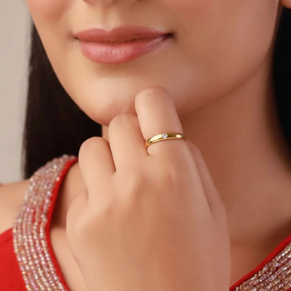 18K Gold Plated Cubic Zircon Ring | Crystal Studded Finger Ring