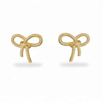Gold Ribbon Studs | Dainty Minimalist Bow Post Earrings Jewelry