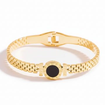 Majestic Gold Roman Numeral Link Bangle | Polished LOVE Jewelry