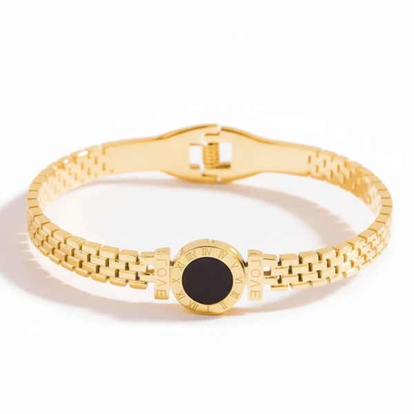 Majestic Gold Roman Numeral Link Bangle | Polished LOVE Jewelry