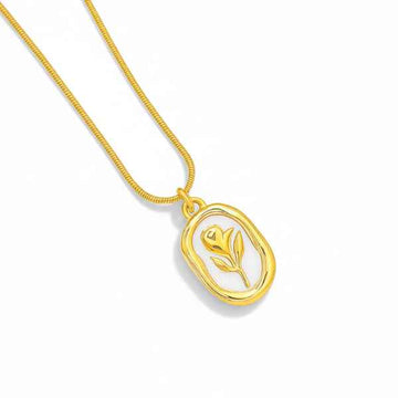 Polished Rose Gold Baguette Necklace | Graceful Architectural Pendant