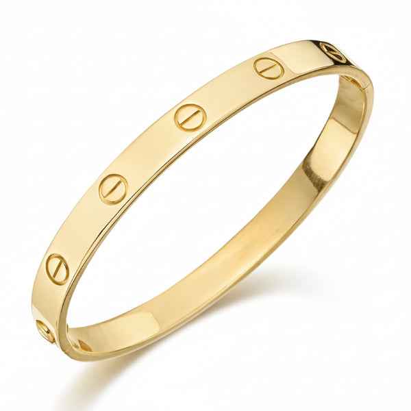 Modern Gold Screw Bangle Bracelet | Iconic Polished Cuff Jewelry