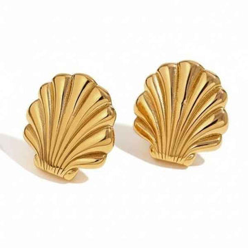 Chic Gold Seashell Earrings – Beach Inspired Statement Studs
