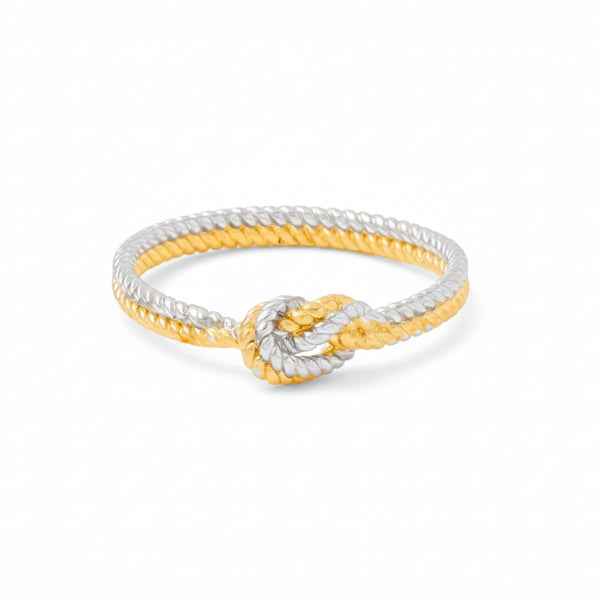 Gold and Silver Knot Ring - Shimmering Two Tone Twisted Band Promise Ring